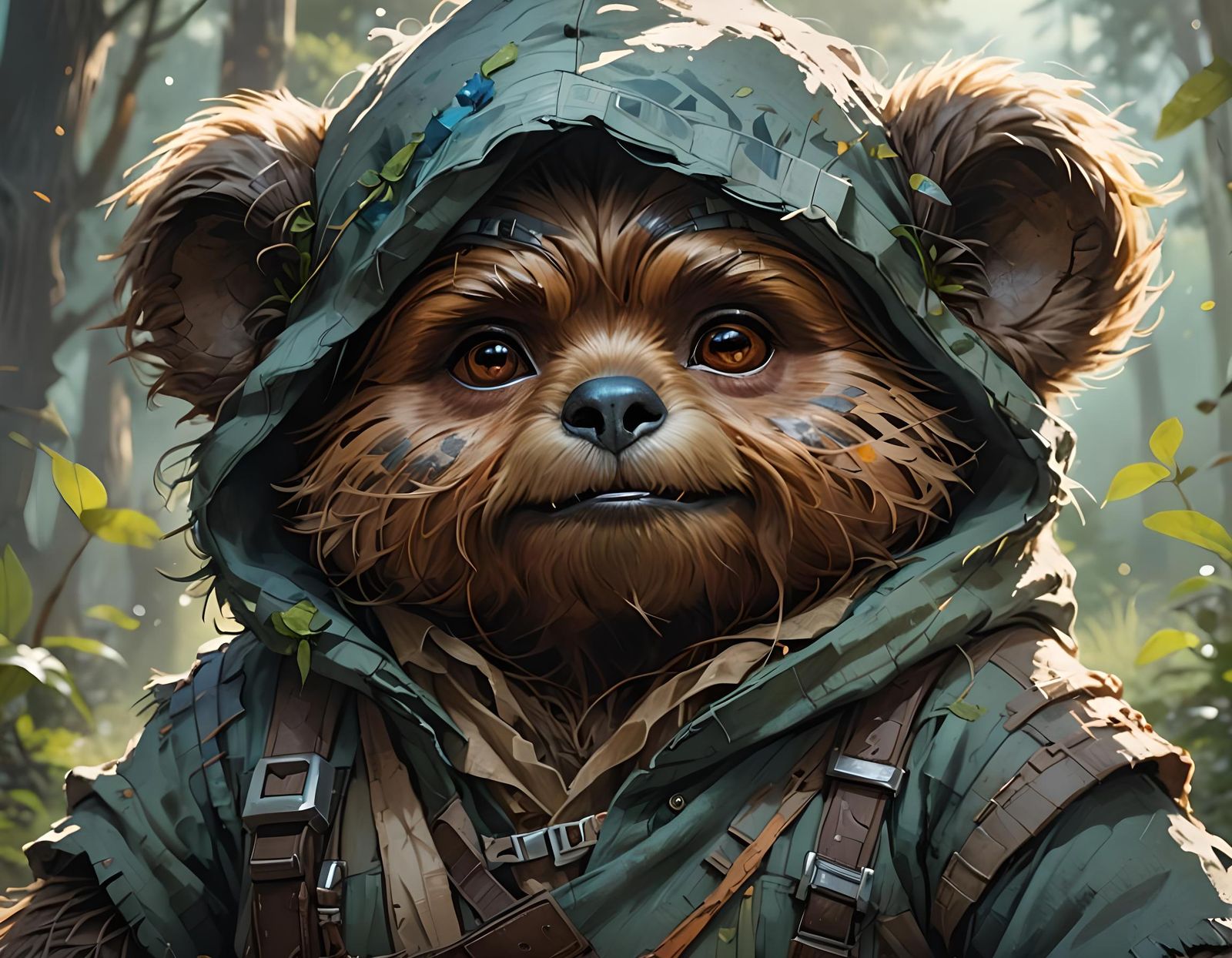 Happy Ewok Portrait in Detailed Concept Art