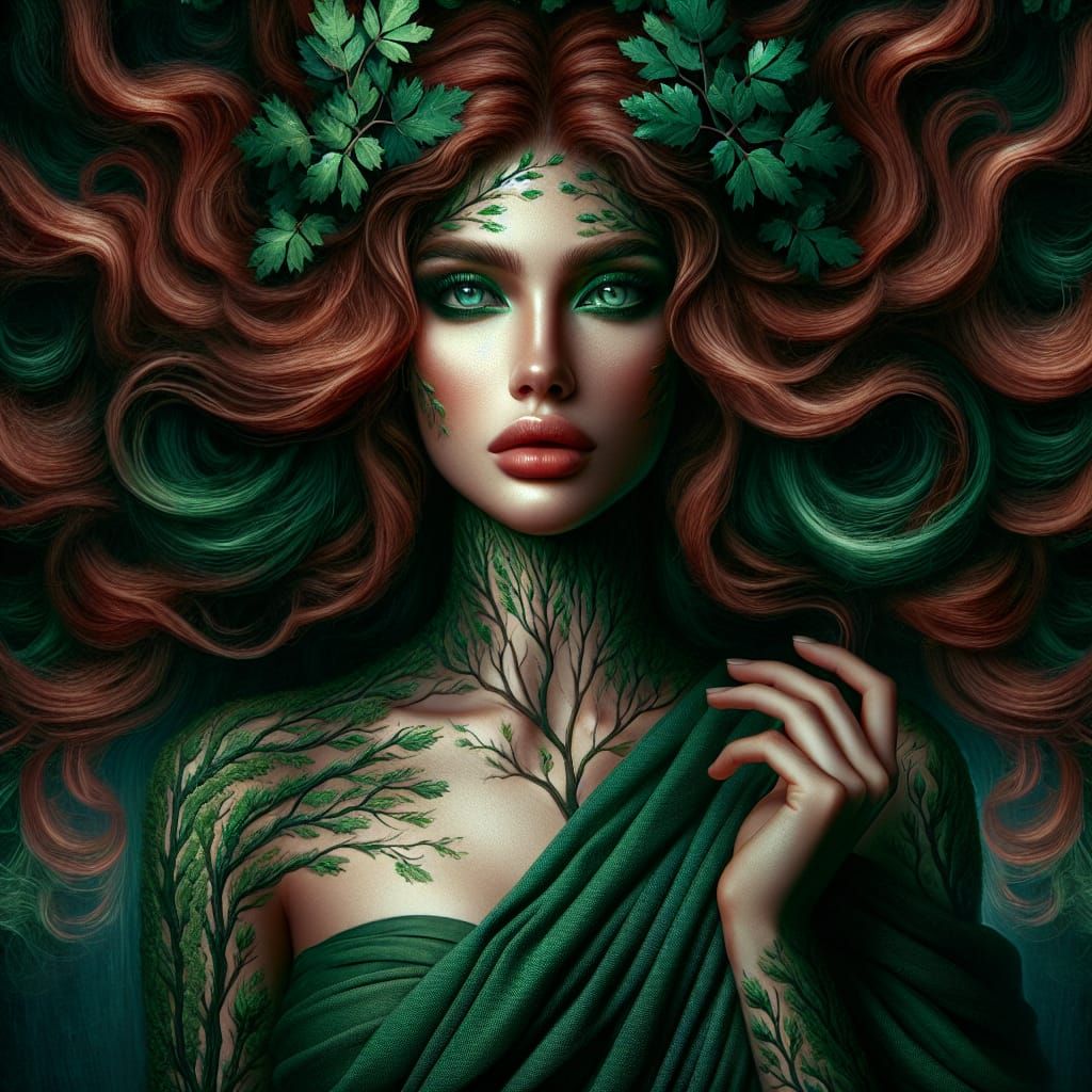 Chrysopeleia: Hamadryad Nymph Emerges in Art Nouveau Style
