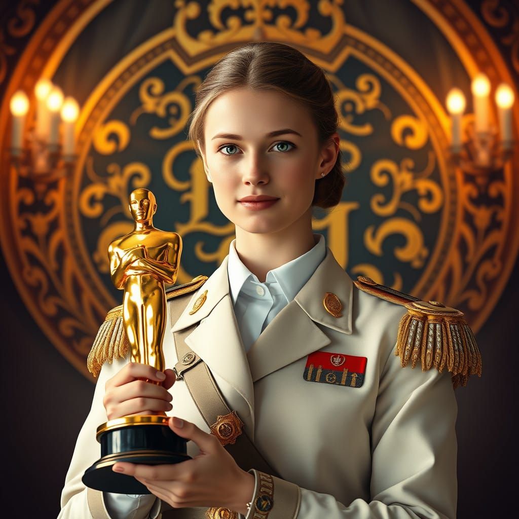 Finnish Soldier Girl Honors Royal Crest with Golden Oscar