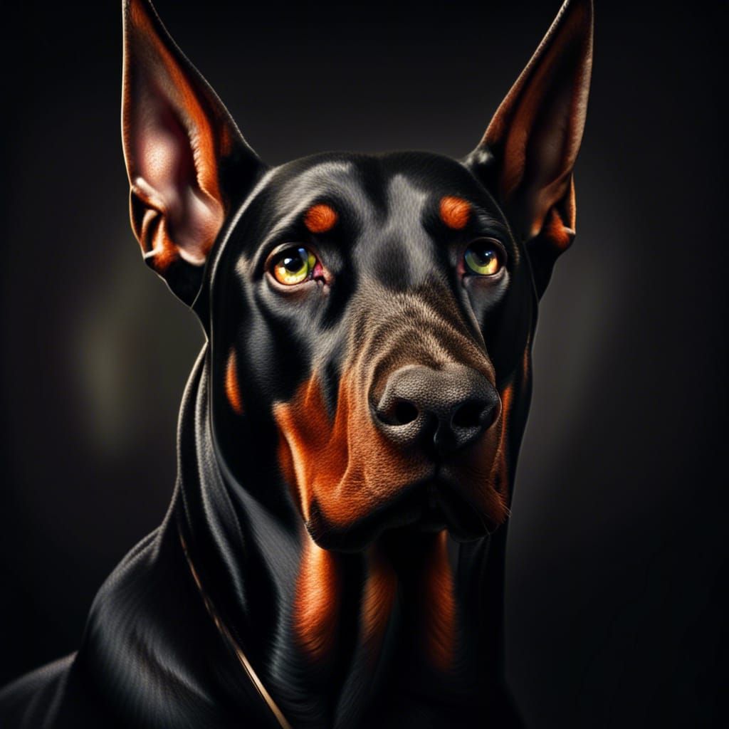 Hyperrealistic Doberman Dog Portrait in High Definition