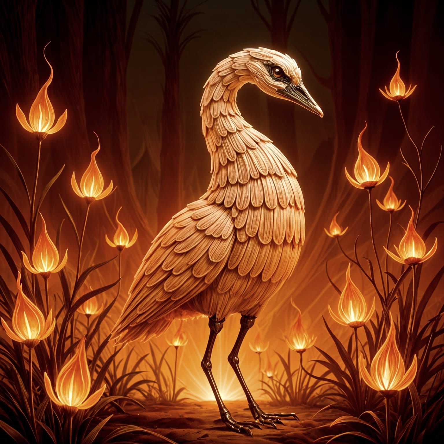 Surreal Glass Zulu-Marabou in Whimsical Fire World