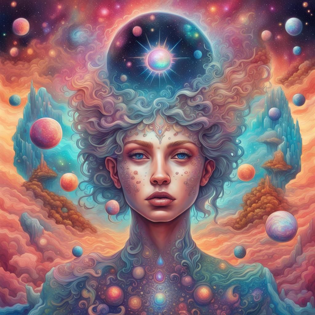 Holographic Cosmic Illustration in Mixed Media