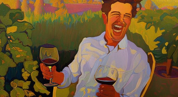 Bacchus Portrait in Oil Painting Style