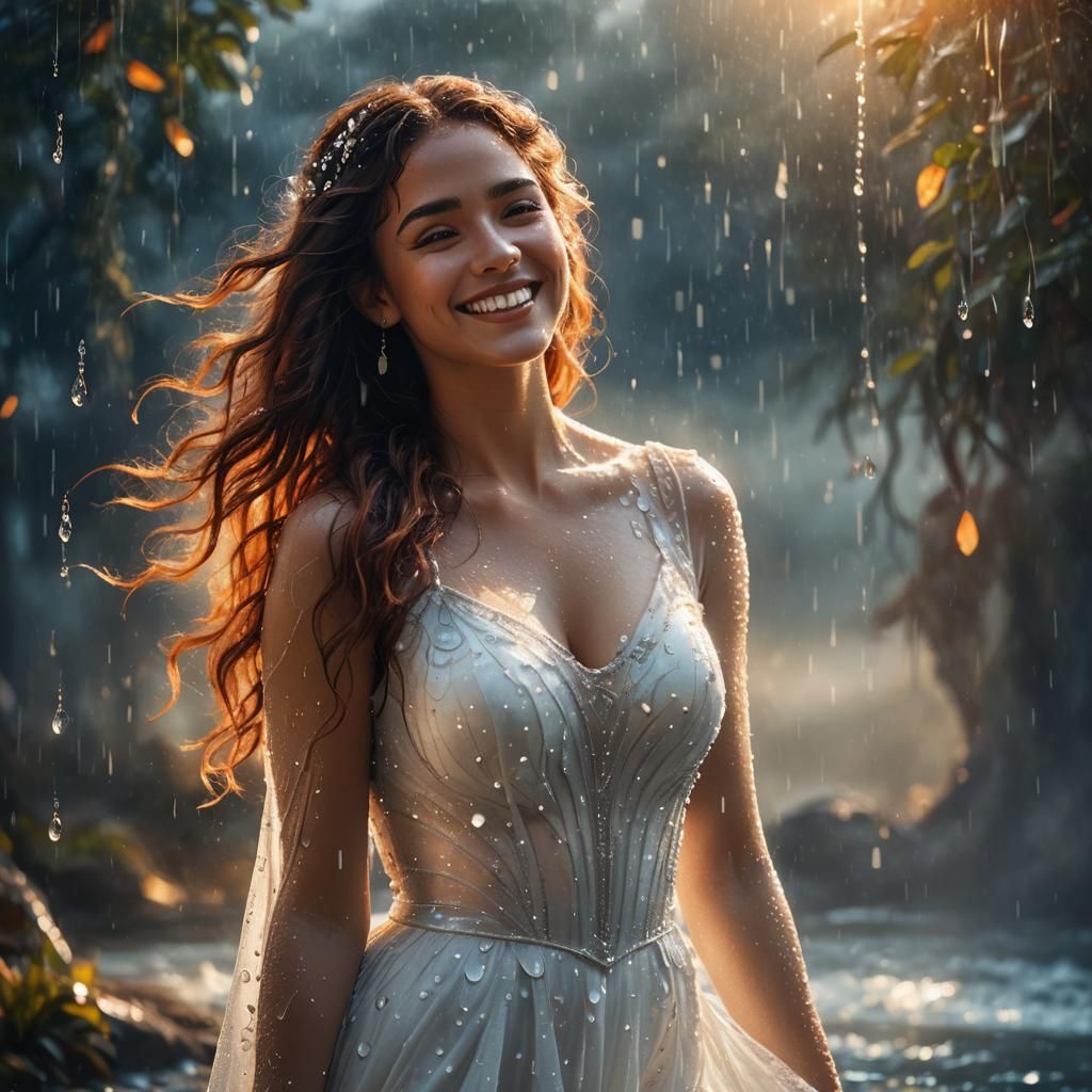 Beautiful Woman in See-Thru Gown, Fantasy Art