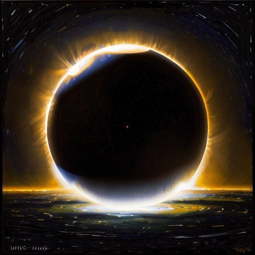 Total Solar Eclipse from Space in Expressionist Style