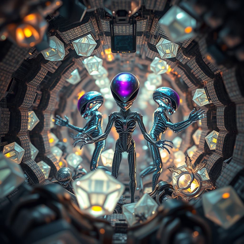 Microscopic Alien Entities in Biomechanical Hive