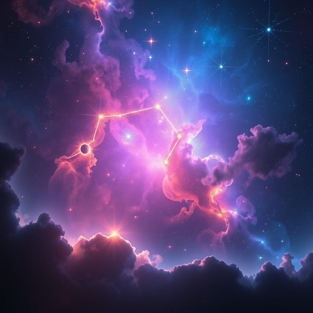 Orion's Belt in Dreamlike Sci-Fi Nebula