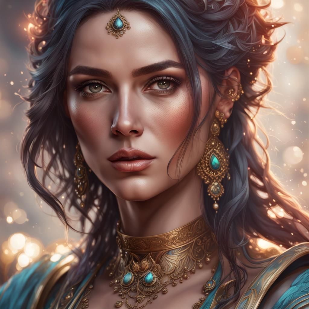 Detailed Portrait with Volumetric Lighting