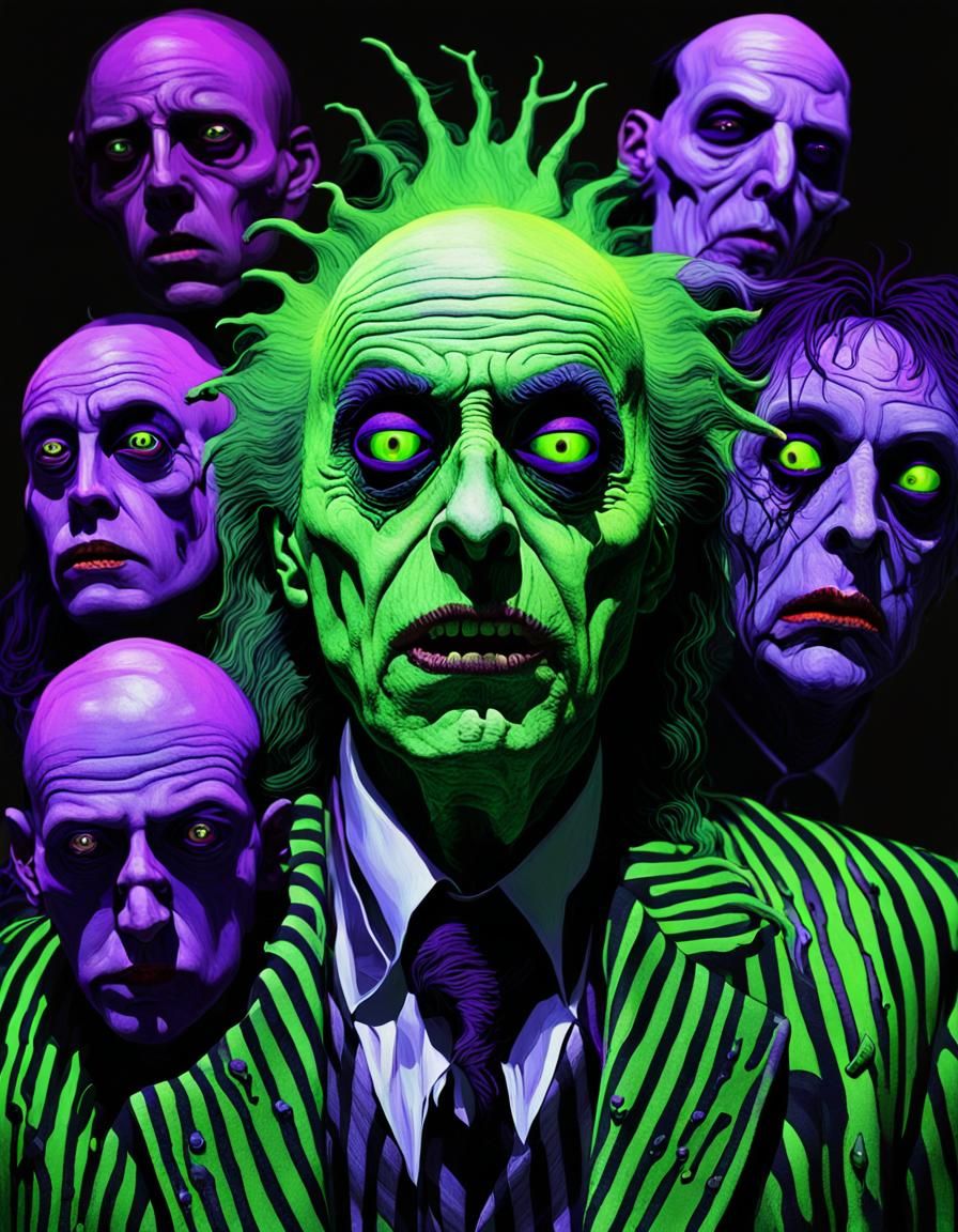 Surreal Beetlejuice in Nightmarish Digital Art