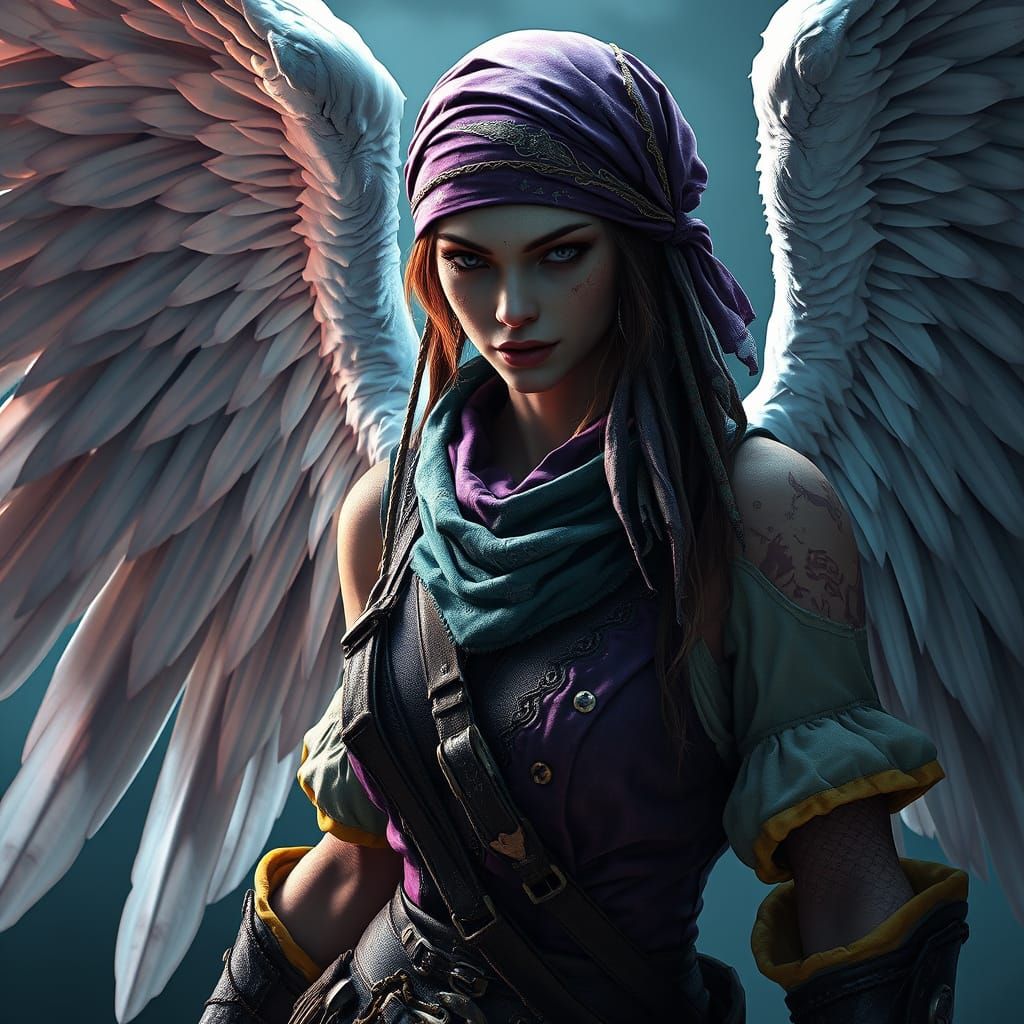 Dark Fantasy Pirate Harpy in Masterpiece Art Style