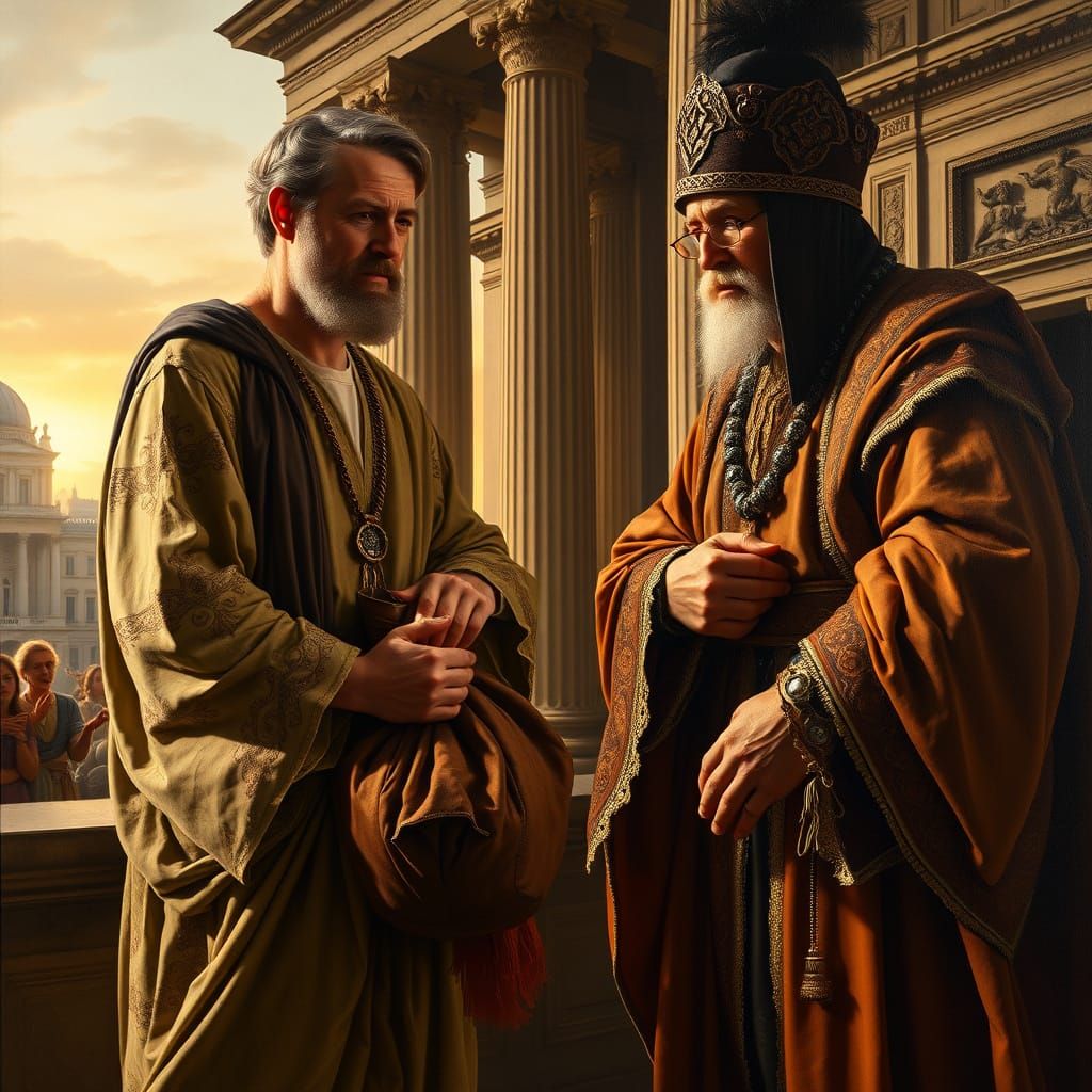 Renaissance-Inspired Painting of Compassion and Redemption