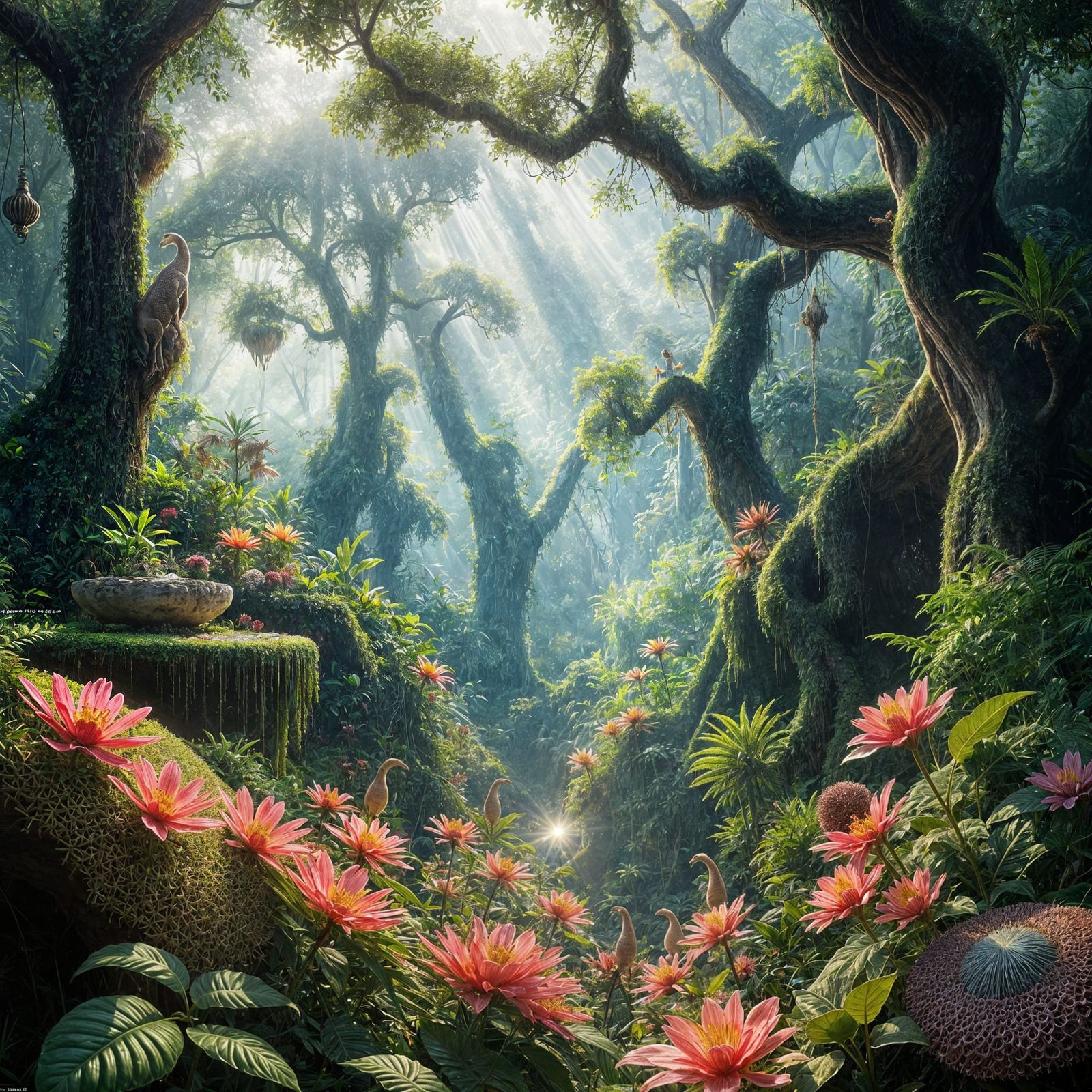 Lush Jungle Fantasy Realm in Ethereal Light