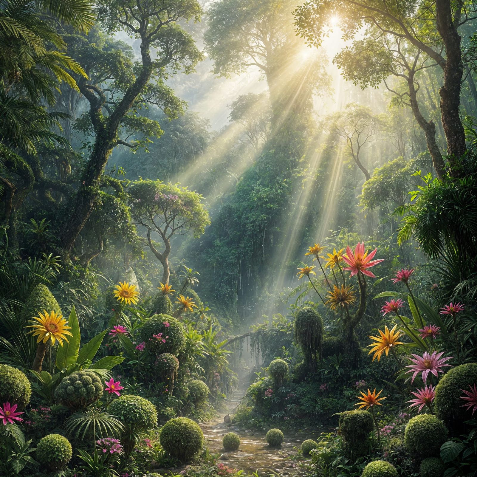 Vibrant Jungle Fantasy in Soft Focus