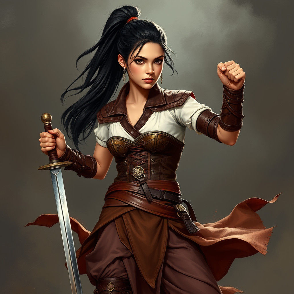 Young Warrior in Earth-Toned Armor, Fantasy Art