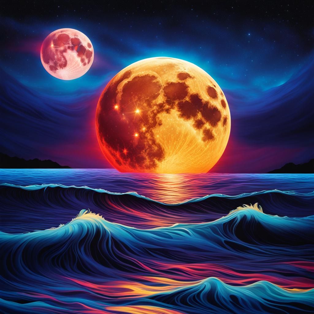 Liquid Plasma Sea Under Full Moon