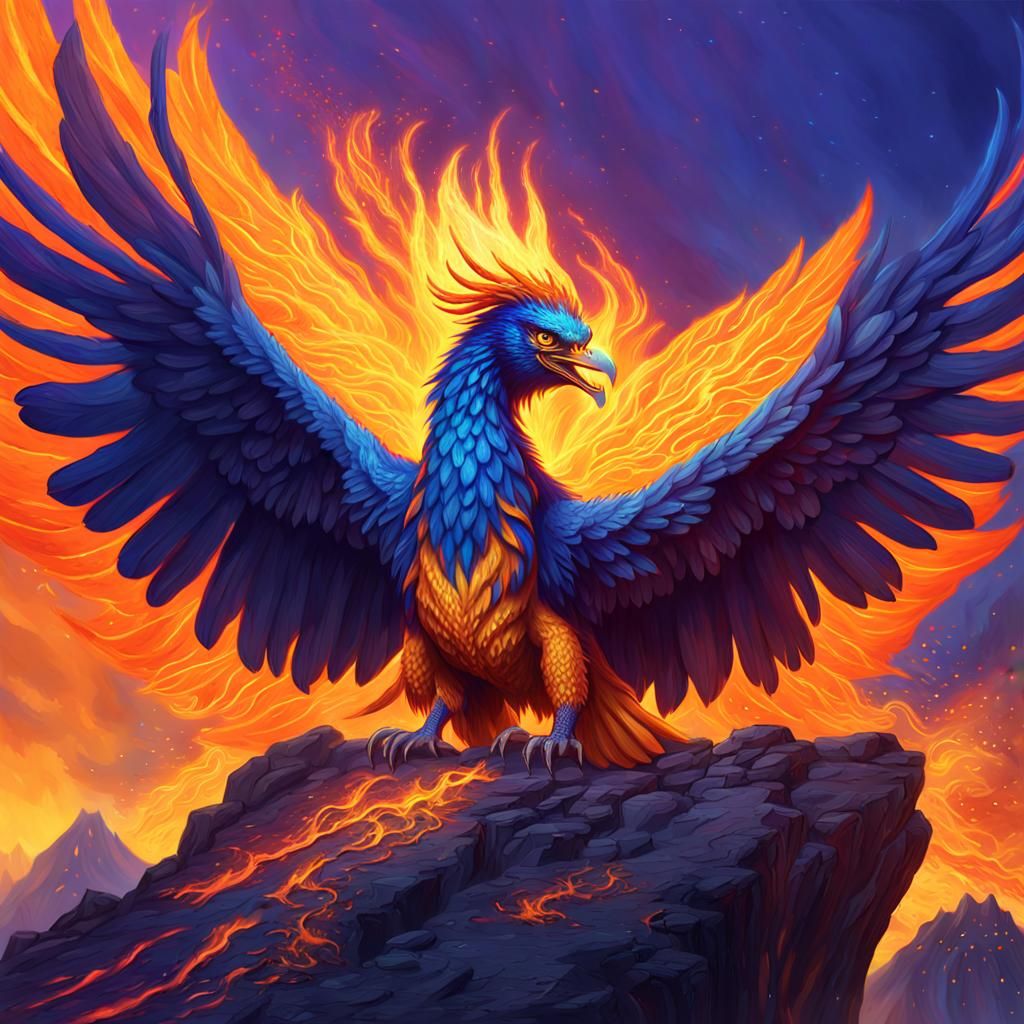 Phoenix on Volcano: Fantasy Concept Art