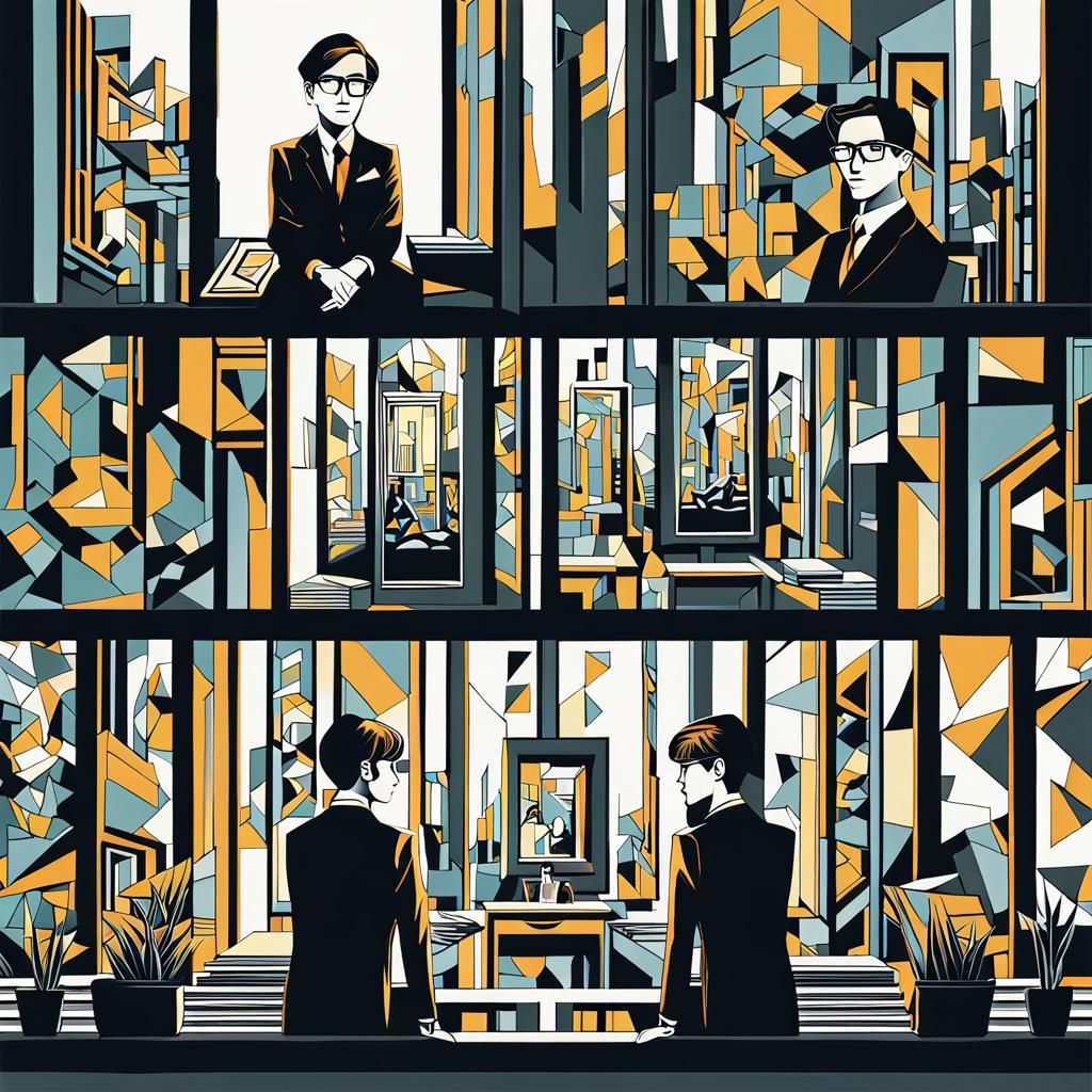 Abstract Cubist Colleague in Warm Light