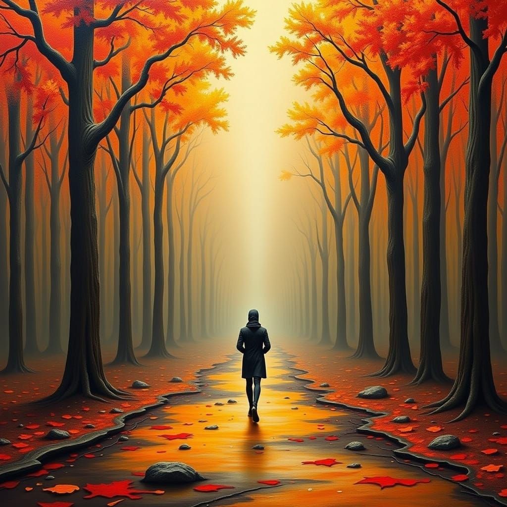 Surreal Autumn Landscape Walk in Dreamy Style