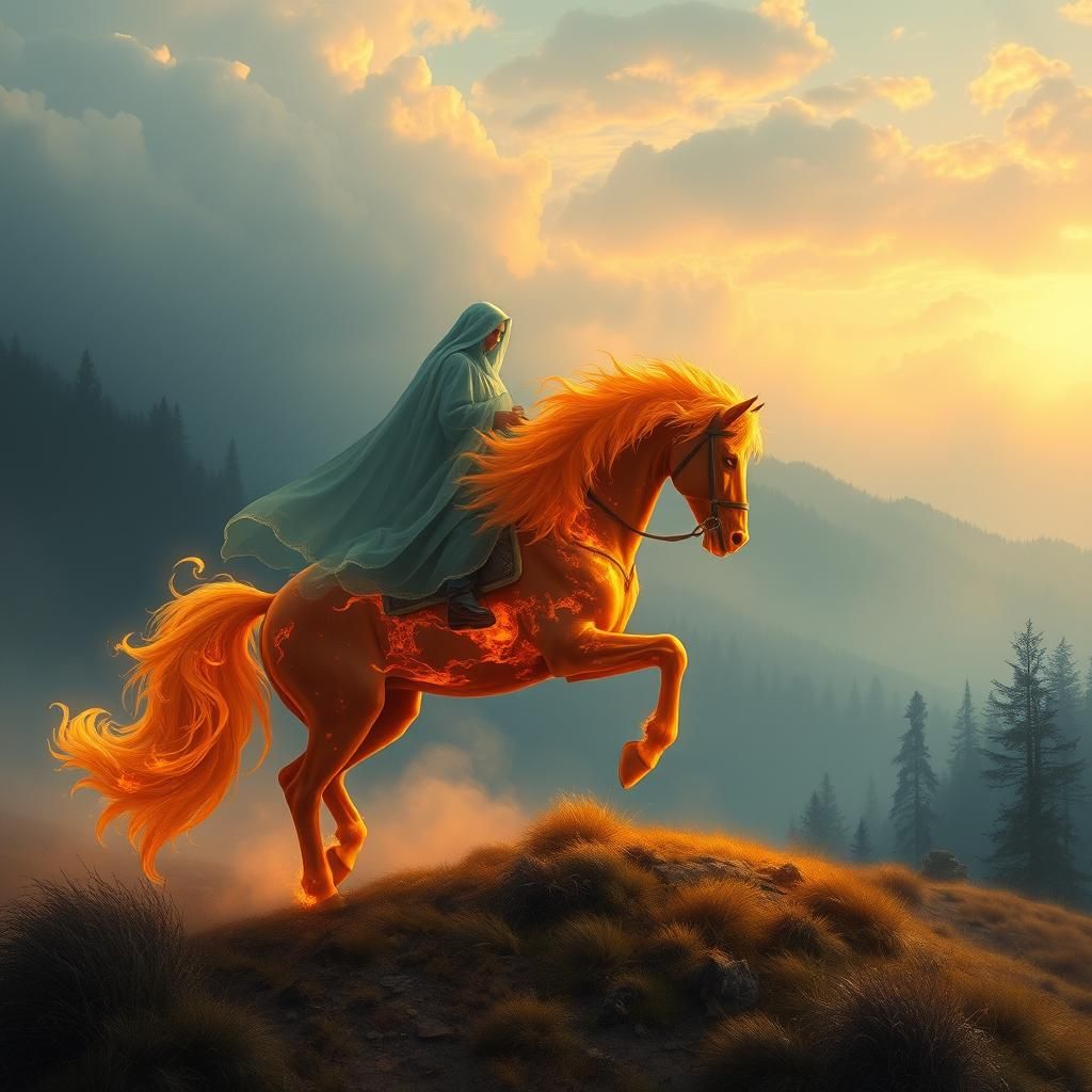 Ethereal Ghost Rider on Fire Horse