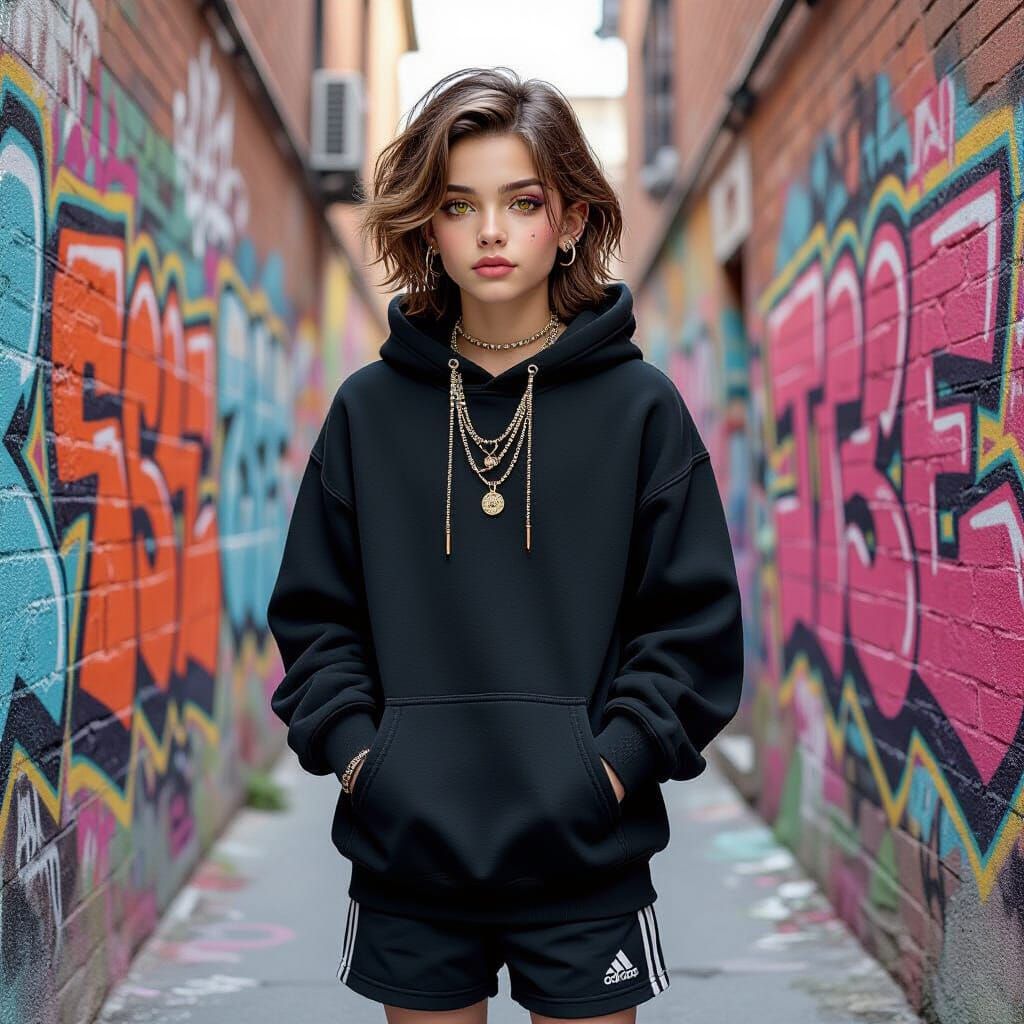 Transgender Boy in Graffiti Alley Splash Art Style