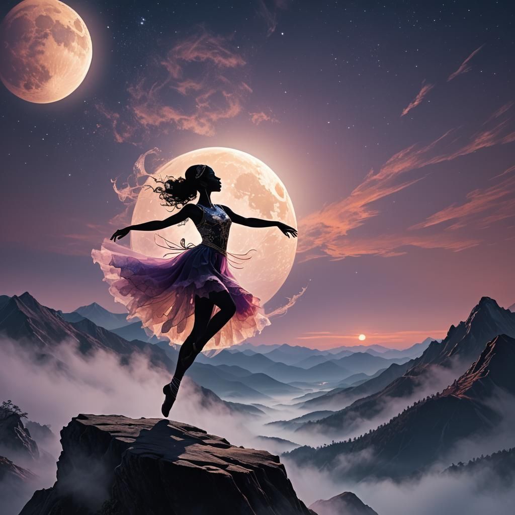 Dancer Silhouette Against Moon in Lightwave 3D