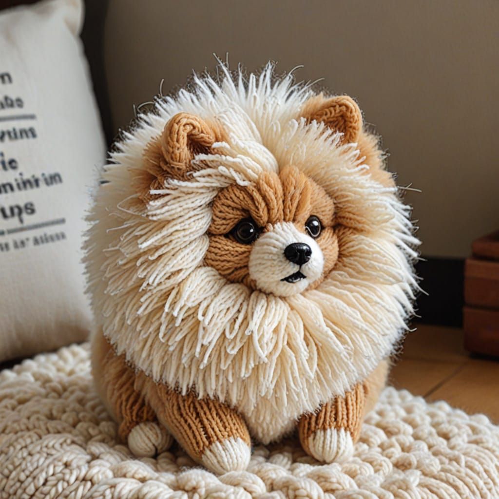 Knitted Wool Pom-Pom Pomeranian Toy