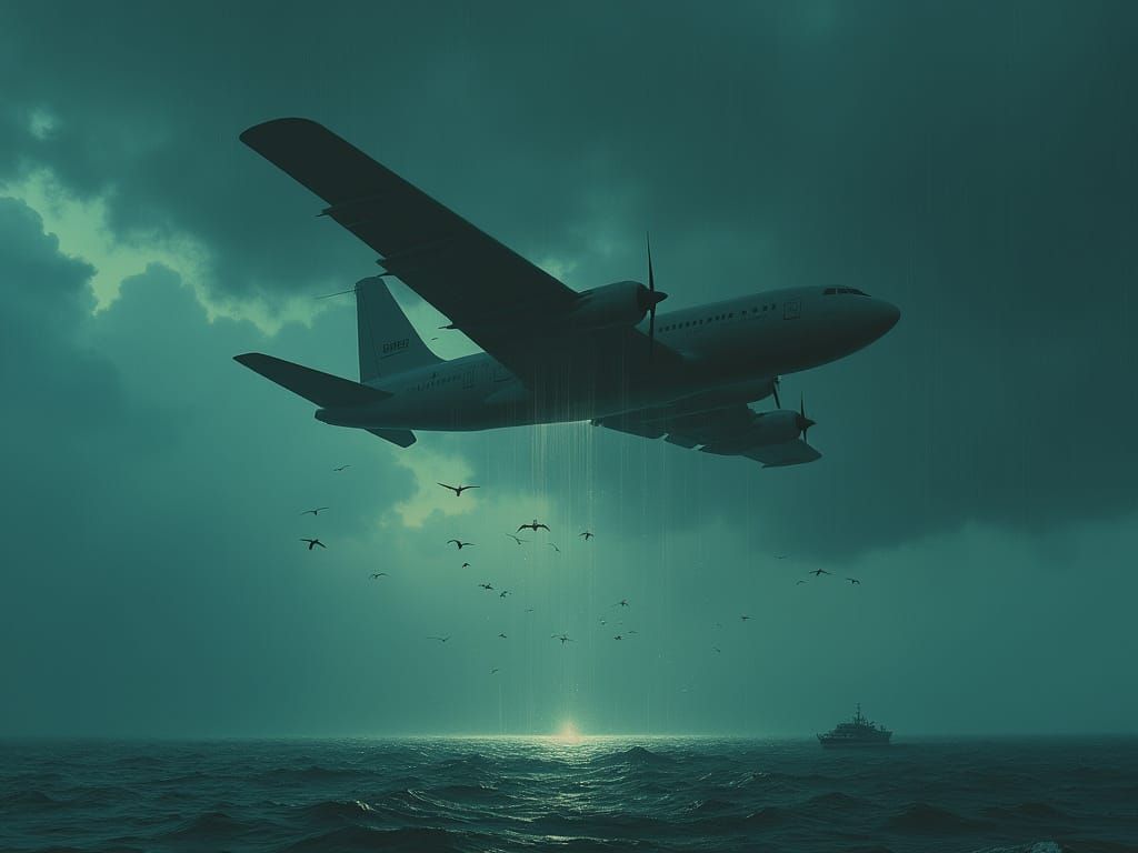 Planes Falling into the Sea in a Stormy Dystopian World