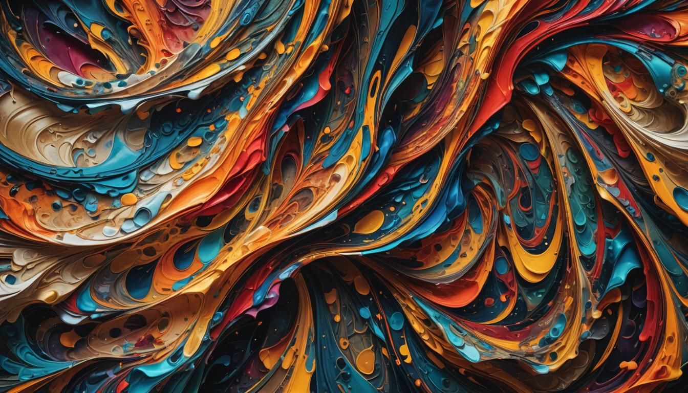 Vibrant Abstract Artwork with Swirling Shapes and Colors