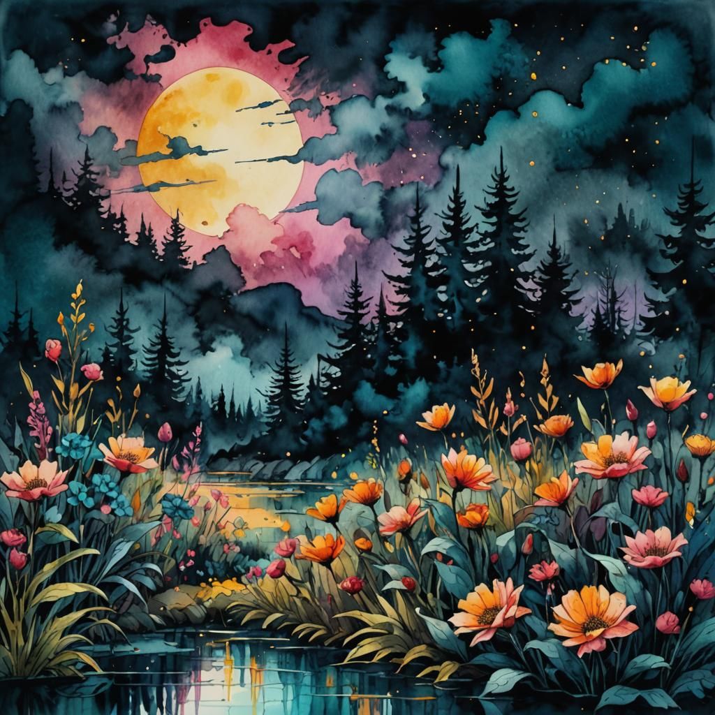 64 megapixels perfect composition, high contrast, cinematic, atmospheric maximalist epic dark teal blue pink orange yell...