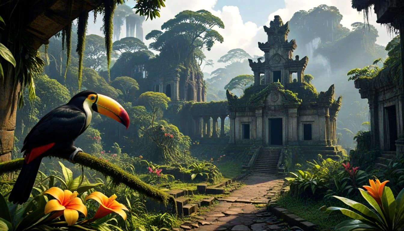 Amazonian Cityscape in Vibrant Colors