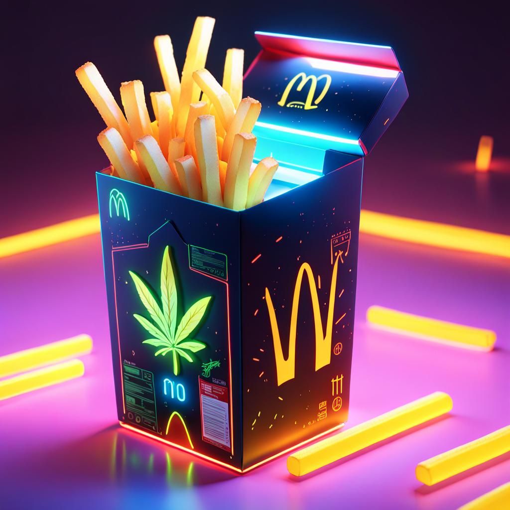 Marijuana Vape Modeled as McDonald's Fries, 3D Anime Art