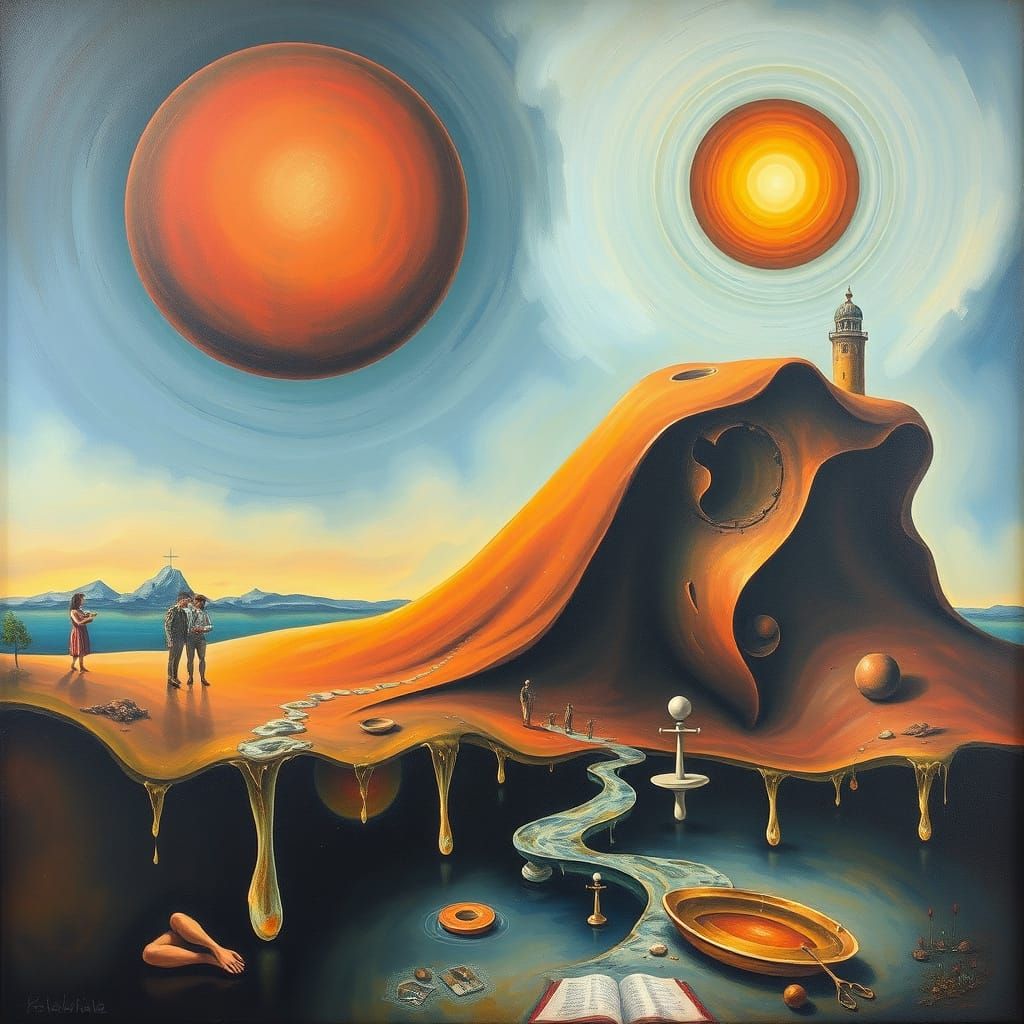 Surreal World Melting Landscape in Oil Paint Style
