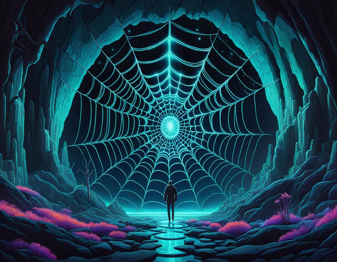Cosmic Spiderweb Portal in Alternate Dimension Cave