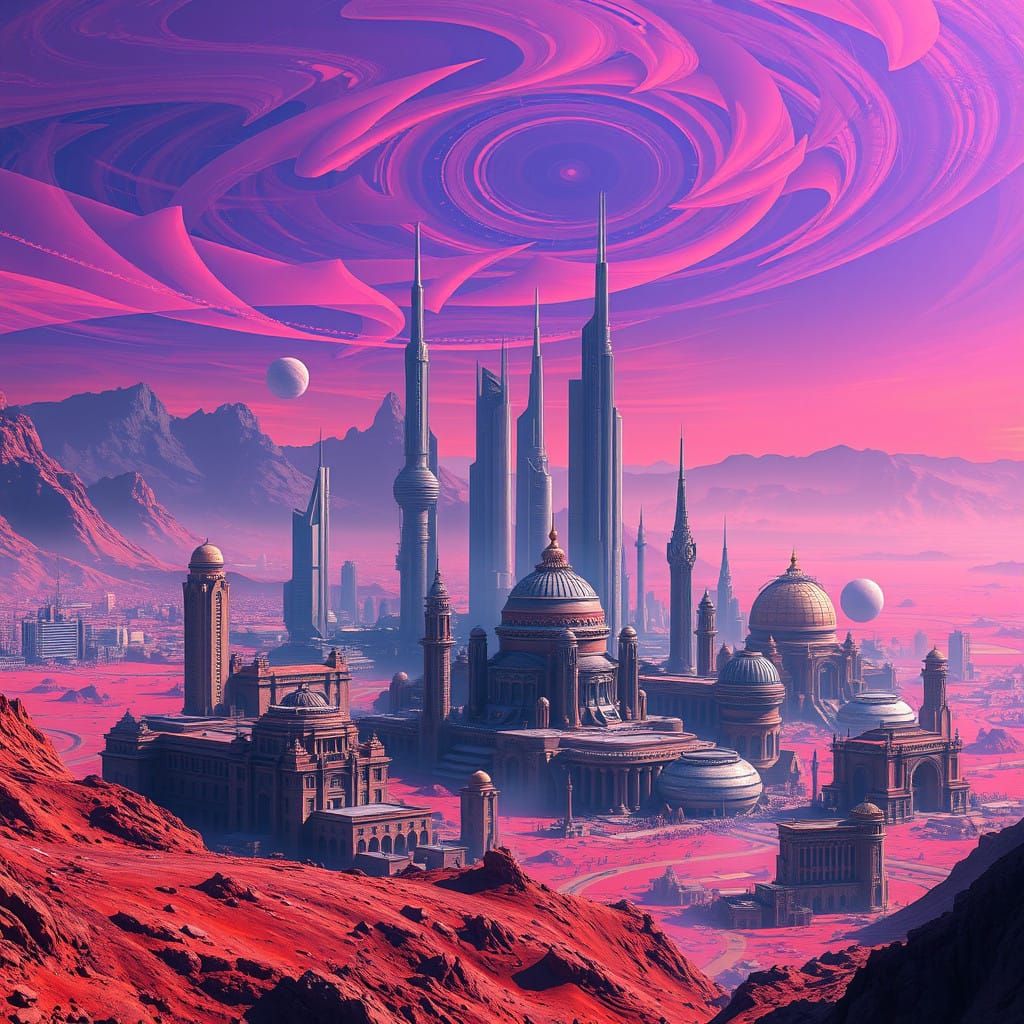 Mars Metropolis in Vibrant, Futuristic Splendor