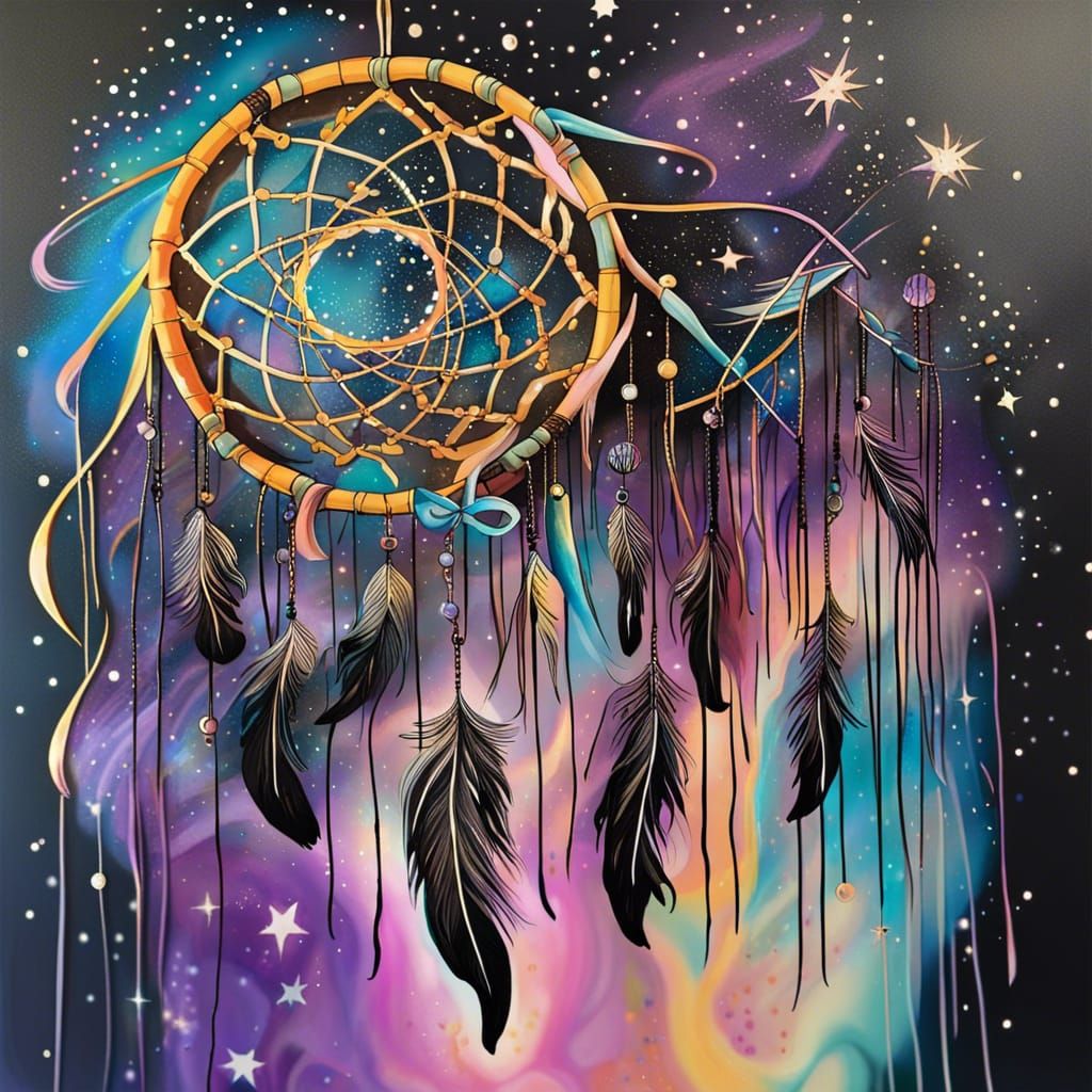 Celestial Dreamcatcher in Graffiti Splash Art Style