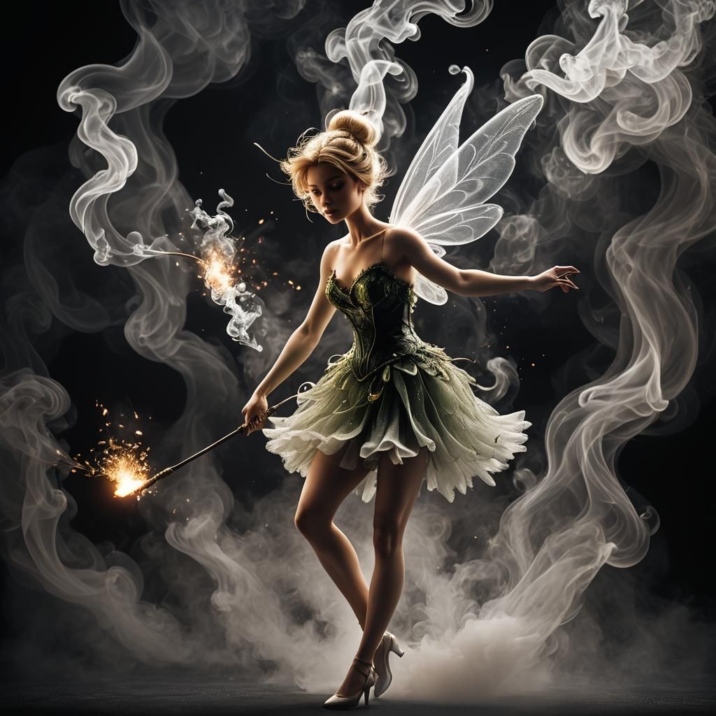 Smoke Fairy Arising from a Burning Match