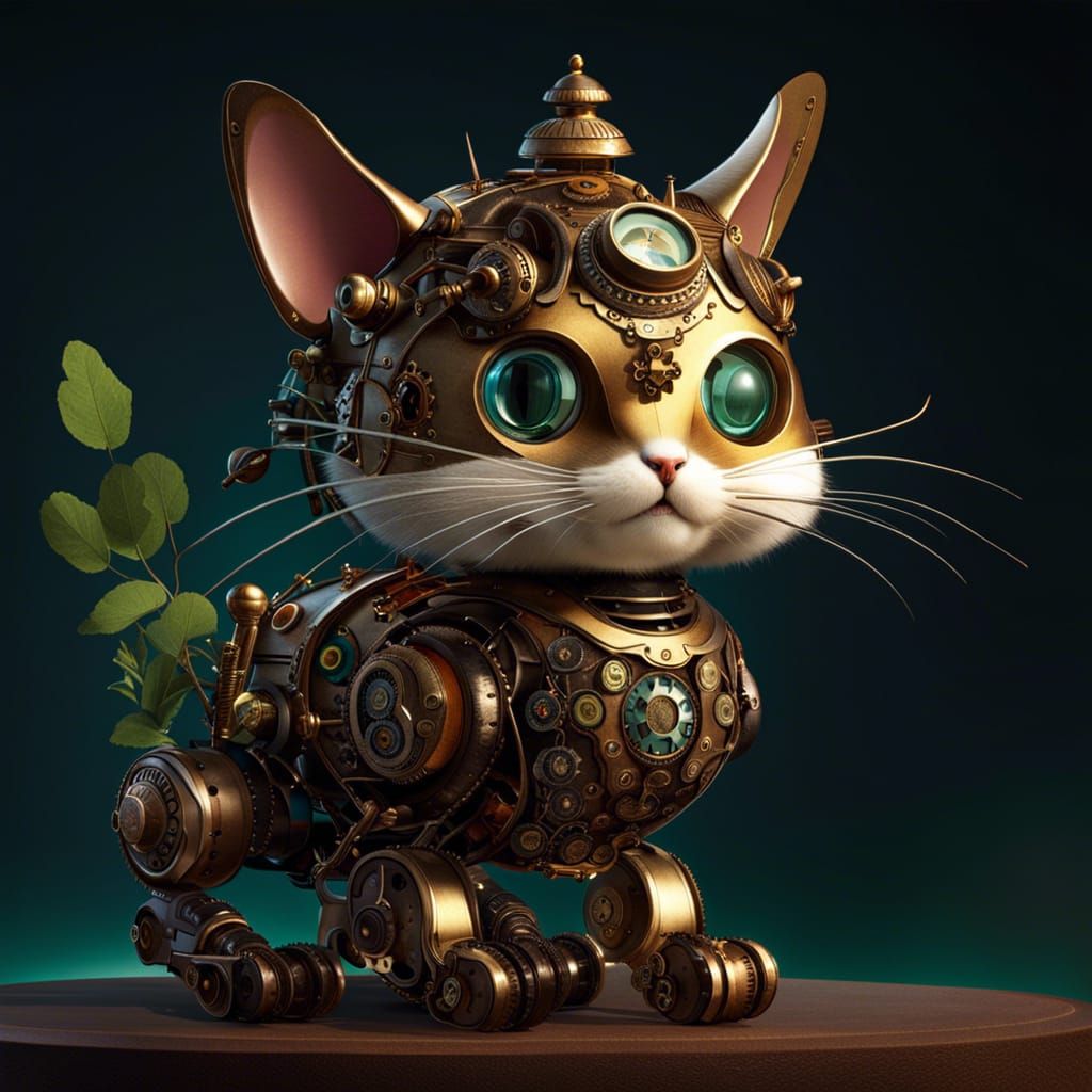 Steampunk Robot Cat