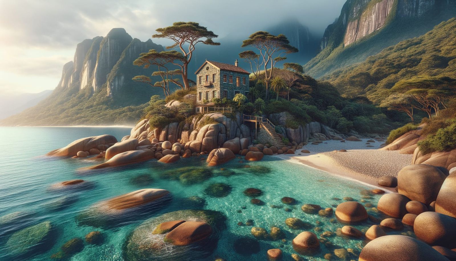 Tranquil Coastal Cottage Overlooking Turquoise Sea