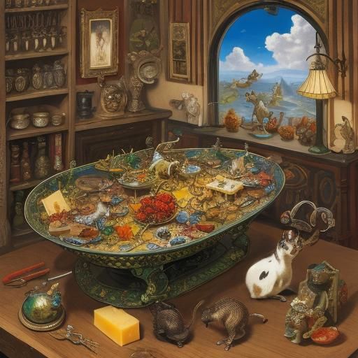 Glass Mouse Steals Cheese: Enameled Figurine