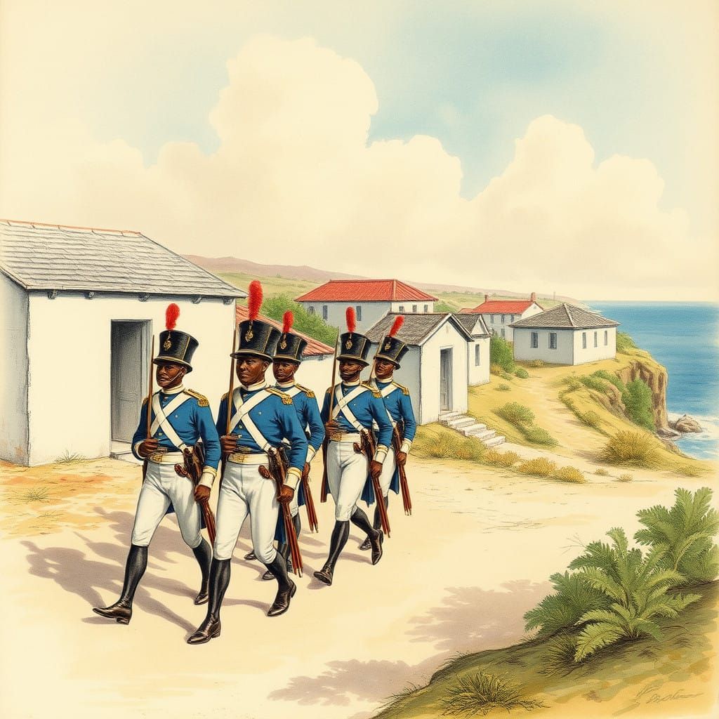 Haitian Soldiers Parade Through Monrovia Village in 19th Cen...