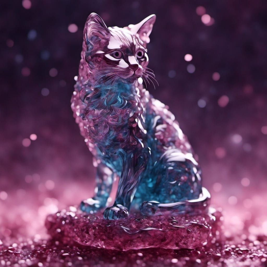 Elegant Glass Cat Statuette: A Proud Feline