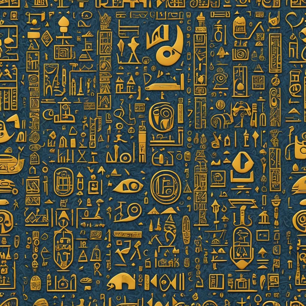 Egyptian Hieroglyphic Fabric Pattern in Art Deco Style