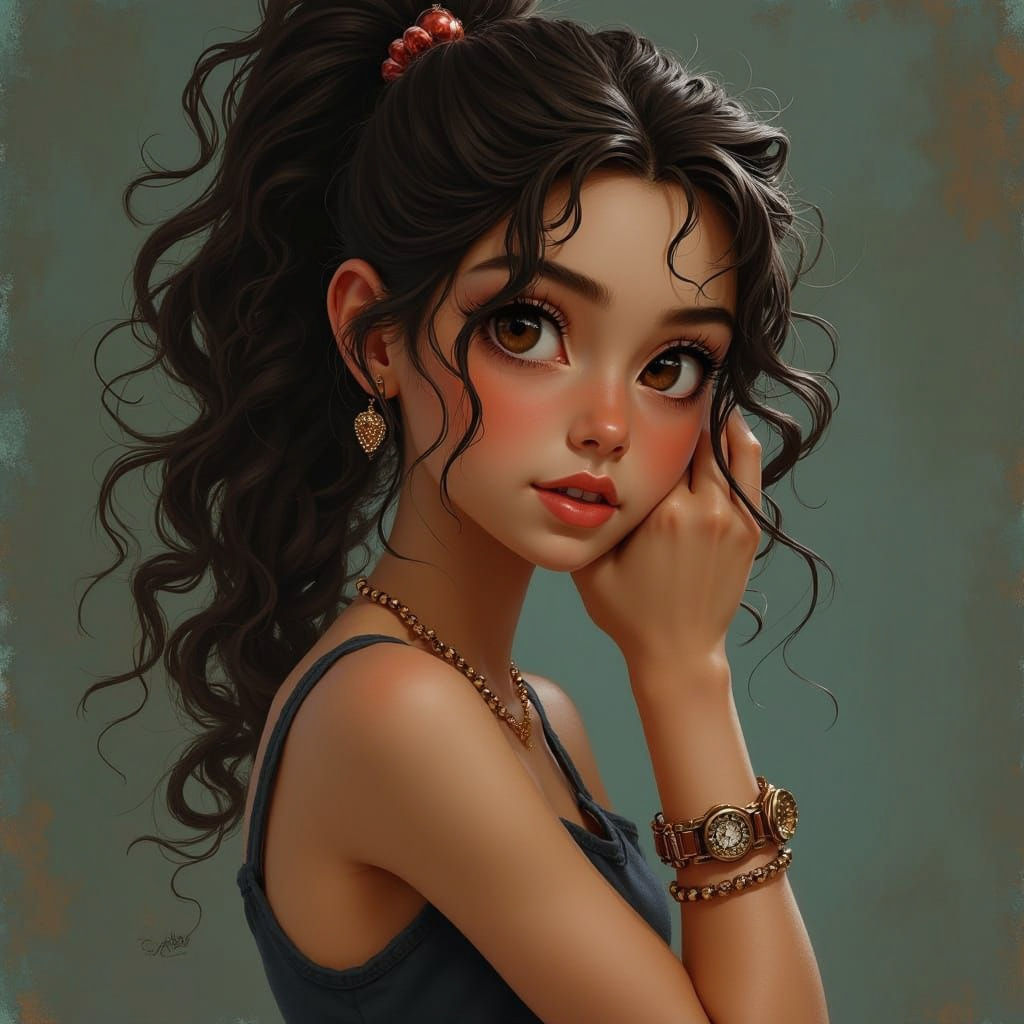 Detailed Portrait of a Teenage Girl in Digital Art Style