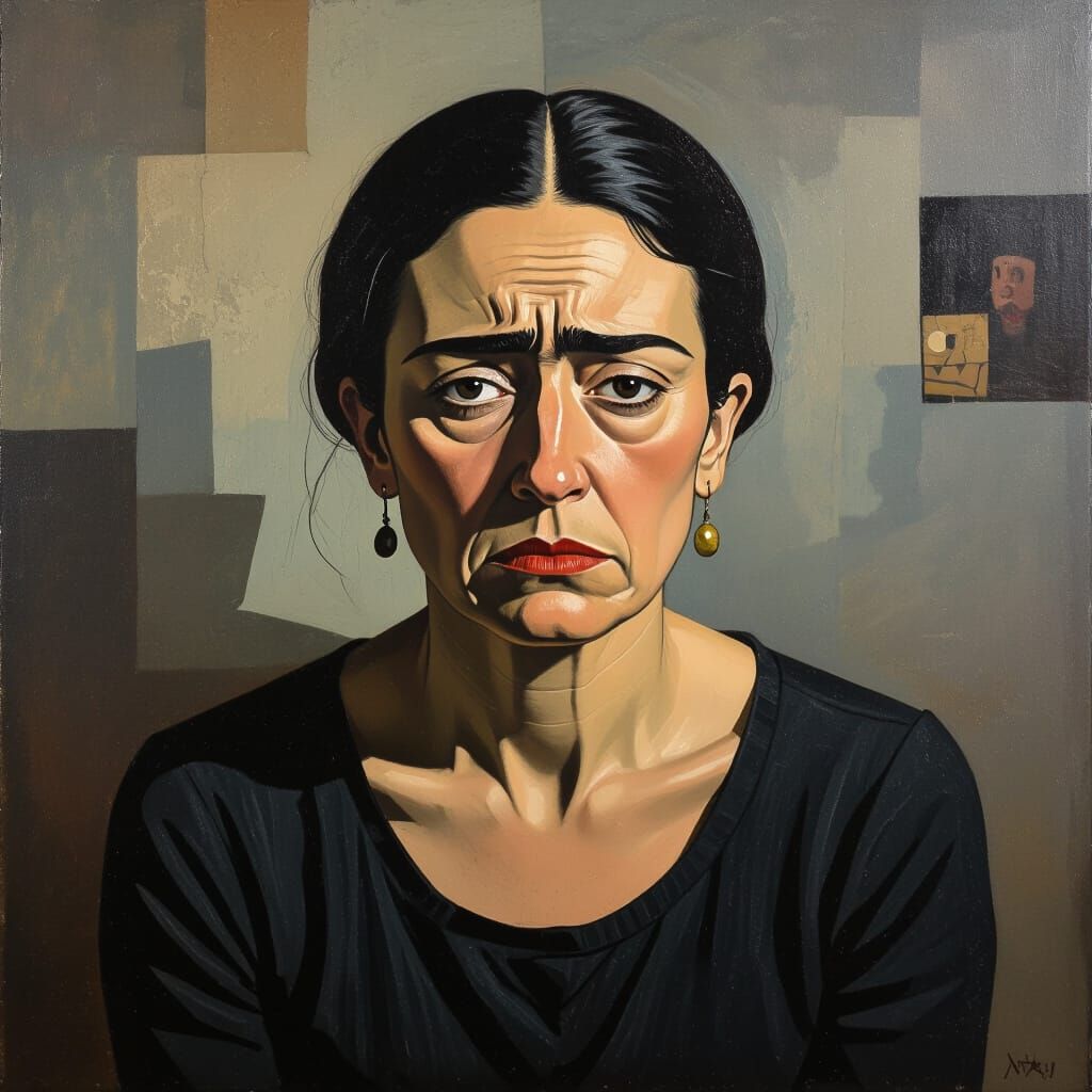 Surreal Portrait of a Woman Experiencing Inner Turmoil