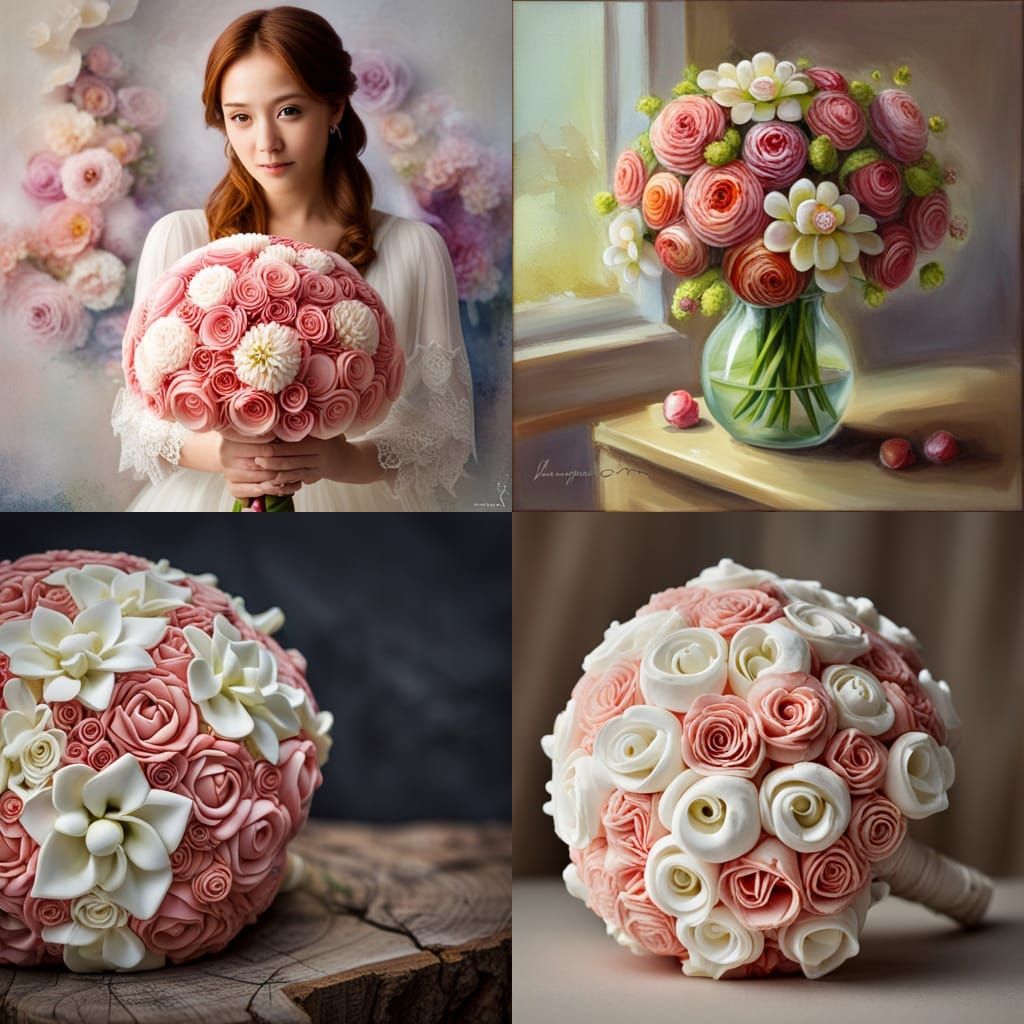Clay Art: Exquisite Wedding Bouquet Sculpture