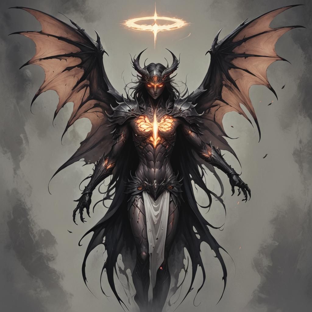 Nephalem: Angelic Demon Hybrid in Light and Shadow