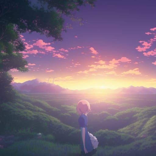 Anime Love in Studio Ghibli Style