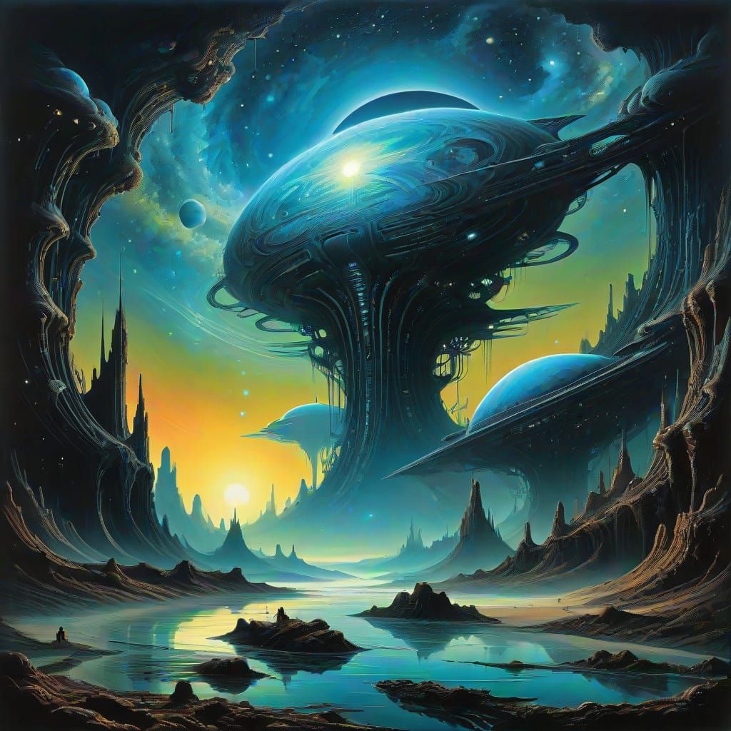 Vibrant Celestial Bodies Erupt Amidst Swirling Nebula