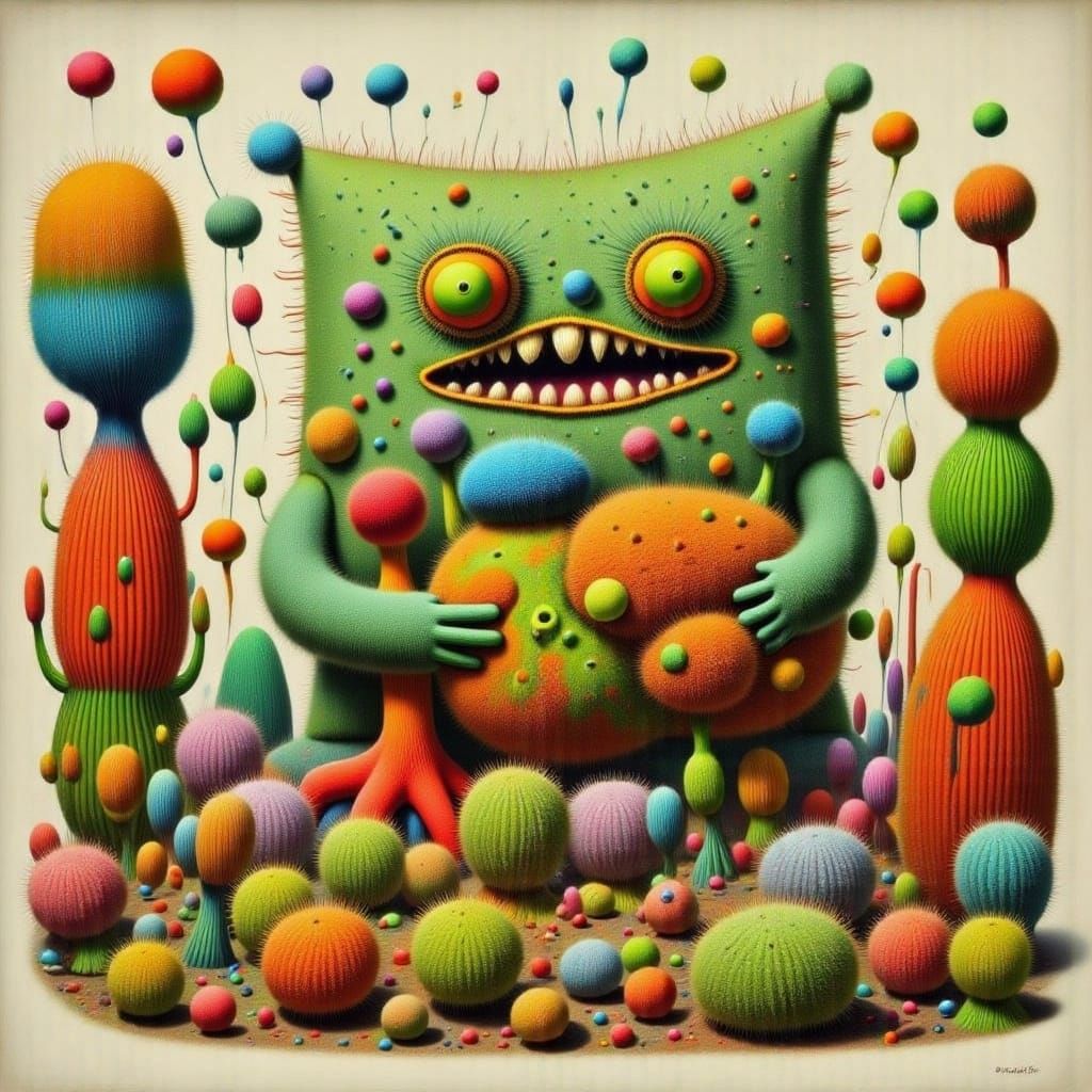 Fluffy Pillow Monster Hugs Companion in Storybook Style