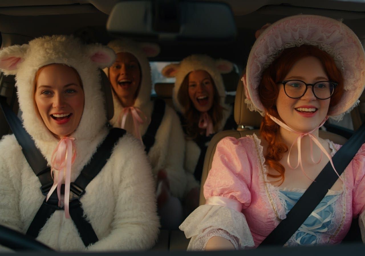 Bo Peep Drives Lambs: Hyperrealistic Carpool